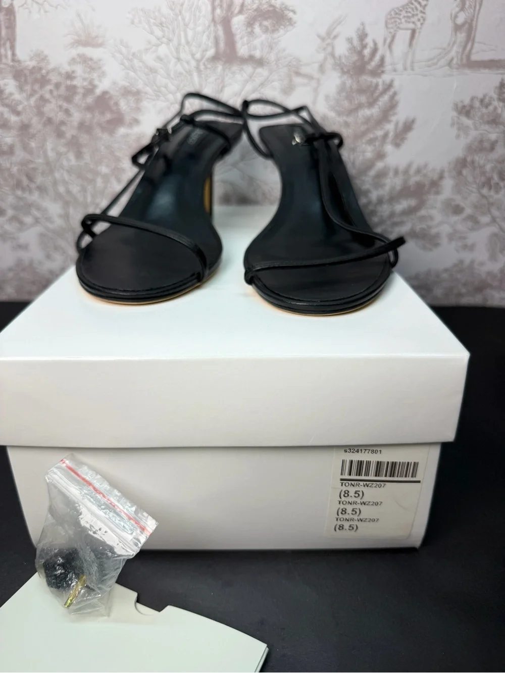 Tony Bianco Caprice Heel in Black leather kitten heel strappy open toe
